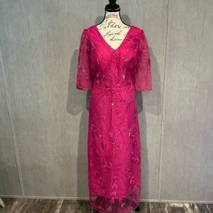 JJs House Pink Bell Sleeve V-Neck Gown Size 14